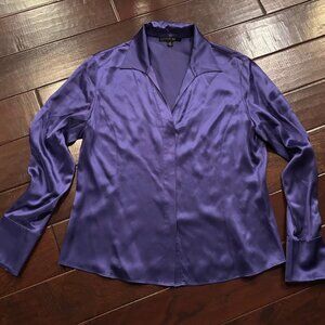Lafayette 148 New York Deep Purple Blouse Size 16